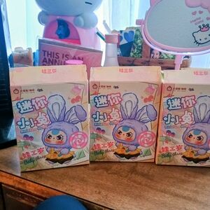 Baby Three Miniature Bunny Plush Pendant